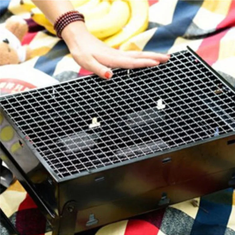 Non-stick Barbecue Grilling Mesh Mats High Security Grid Shape BBQ Mat with Heat Resistance 25x40cm For Outdoor Activities