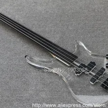 Высокое качество палисандр Fretless бас, 4 струнная электрическая бас гитара прозрачный акриловый корпус и голова, корпус, черная фурнитура