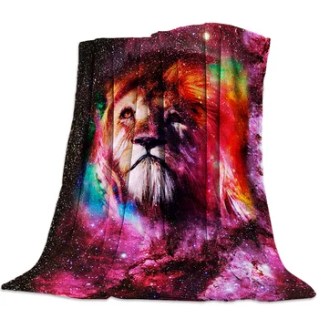 

Lion Looking Up At The Starry Sky Throw Blanket Soft Warm Microfiber Blanket