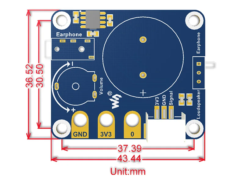 Waveshare динамик для micro: бит, музыкальный плеер на Hi-Fi чип NS8002 Регулировка громкости звука Выход для наушников