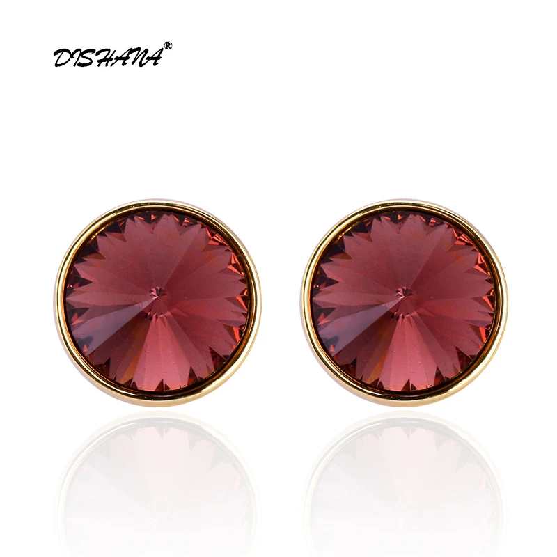 

New Fine Jewelry Big Round Zircon Earrings for Women Wedding Engagement Ear Stud Brincos Accessory E0632