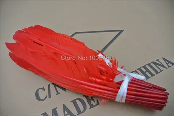 

Wholesale 100PCS red goose feathers 12-14inches turkey feathers Turkey Quill Feathers