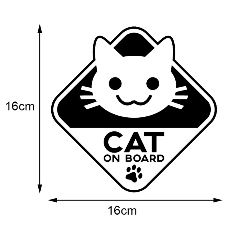 16CM16CM Funny Vinyl Sticker Car Decal CAT ON BOARD BlackSilverLaser (4)