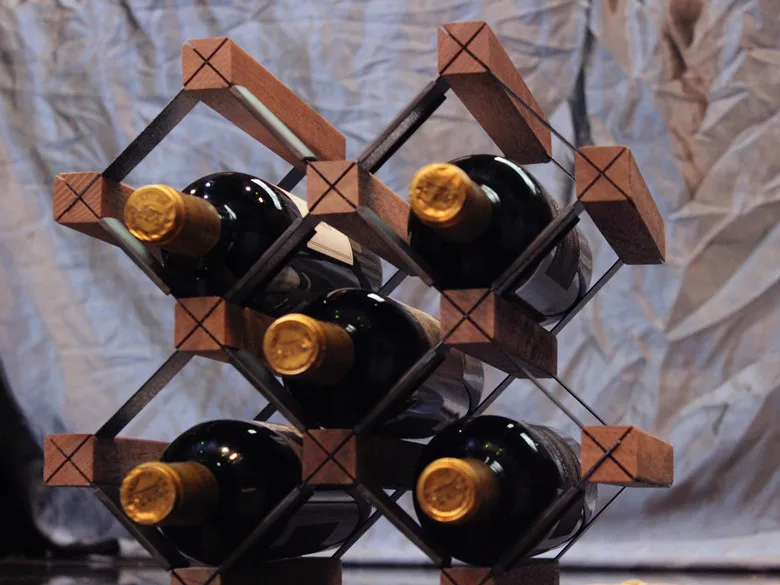 Классический гридинг красное вино деревянный красный винный шкаф шесть бутылок держатель