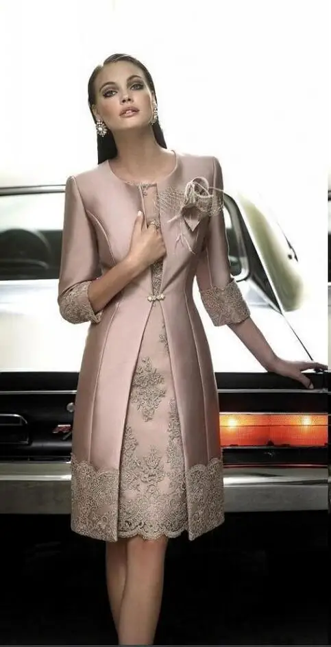 2017 Vintage Rosa Polveroso Carla Ruiz madre della Sposa Abiti Giacca Lunga  Appliques Lace Tea Lunghezza Abiti Da Sposa Giudizio|mother of bride  suits|mother of bridemother of the bride - AliExpress