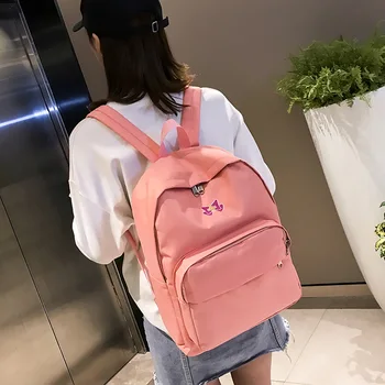 

Large Capacity Canvas Backpack Embroidered Wear-resistant School Bag for Students Girls Best Sale-WT