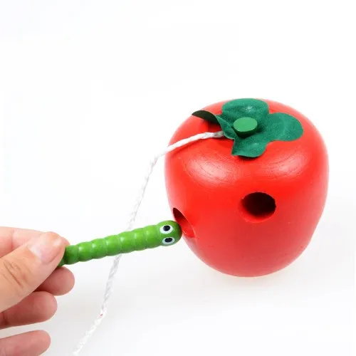 Монтессори игрушки для детей раннего обучения обучающая головоломка деревянные игрушки 3D Дети Забавный червь едят для фруктов яблок груша обучающая игрушка - Цвет: 001