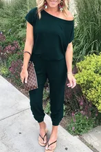 2019 Spring And Summer Fashion Women New Solid Bodysuits Women Slant Shoulder Casual Pocket Jumpsuit 2019 Spring And Summer Fashion Women New Solid Bodysuits Women Slant Shoulder Casual Pocket Jumpsuit