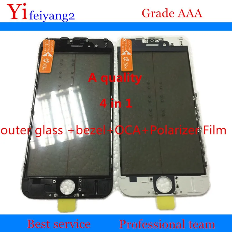 

20pcs A quality Front Glass+Bezel+oca +Polarizer Film For iPhone 8 7 6 6s plus 6P 6SP 5 5s Outer Glass with Frame lcd repair