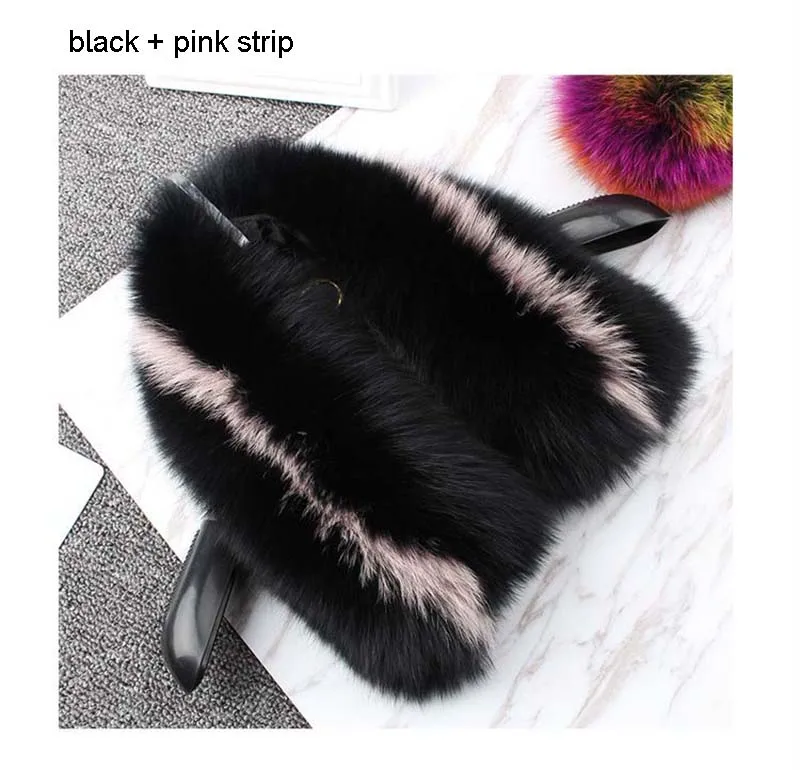 fox fur collar black+pink 2