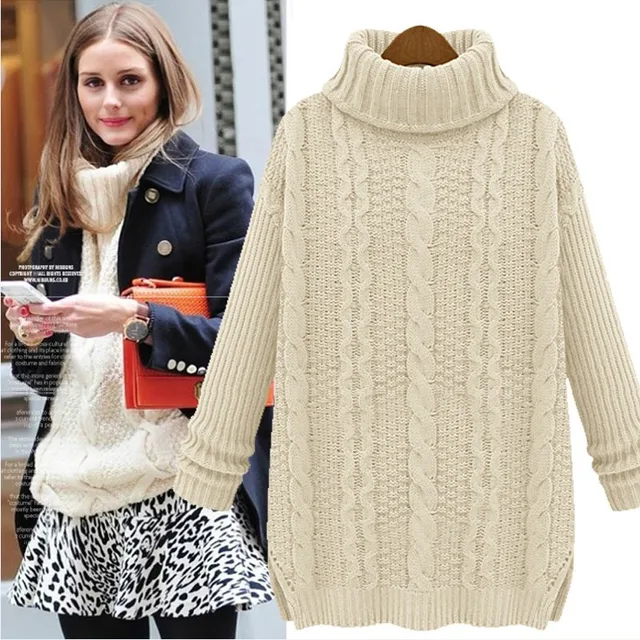 Otoño e invierno medio largo mujer sweater mujer loose