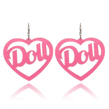 

Fashion Heart-shaped Creative Doll Letter Fluorescent Earrings Hip-Hop Acrylic Earring for Women Nightclub Bar Jewelry