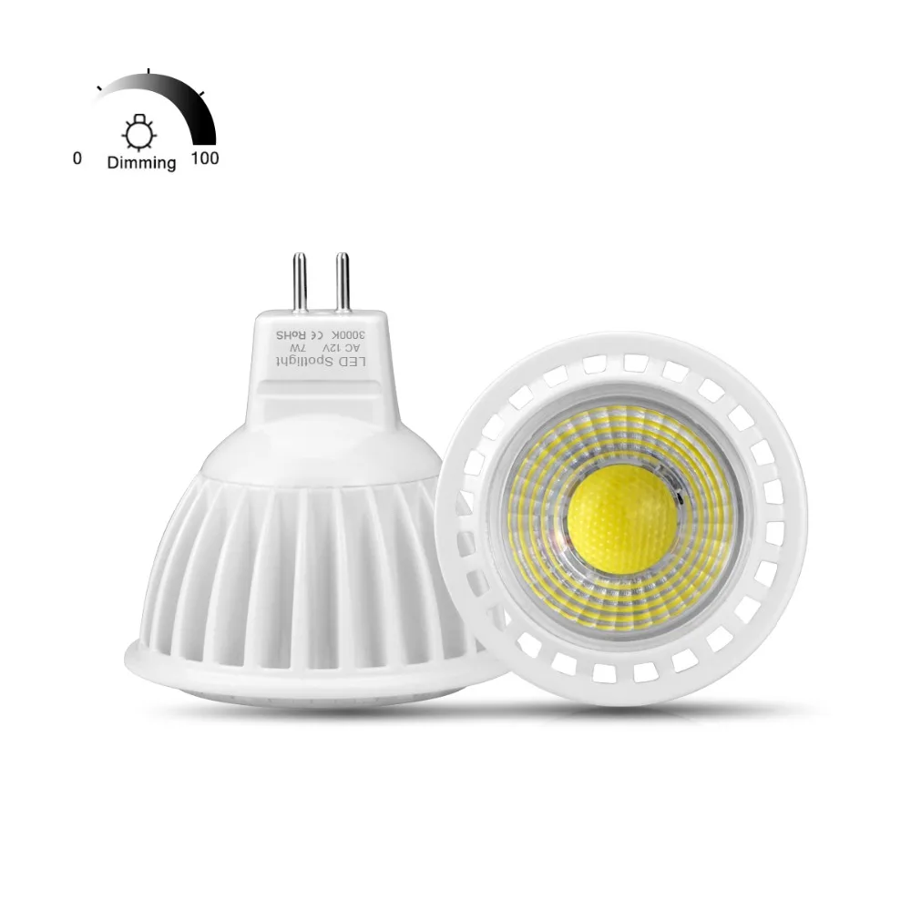 10pcs/lot MR16 Dimmable LED Spotling bulb AC/DC 12V 3W 5W 7W Dimming ...