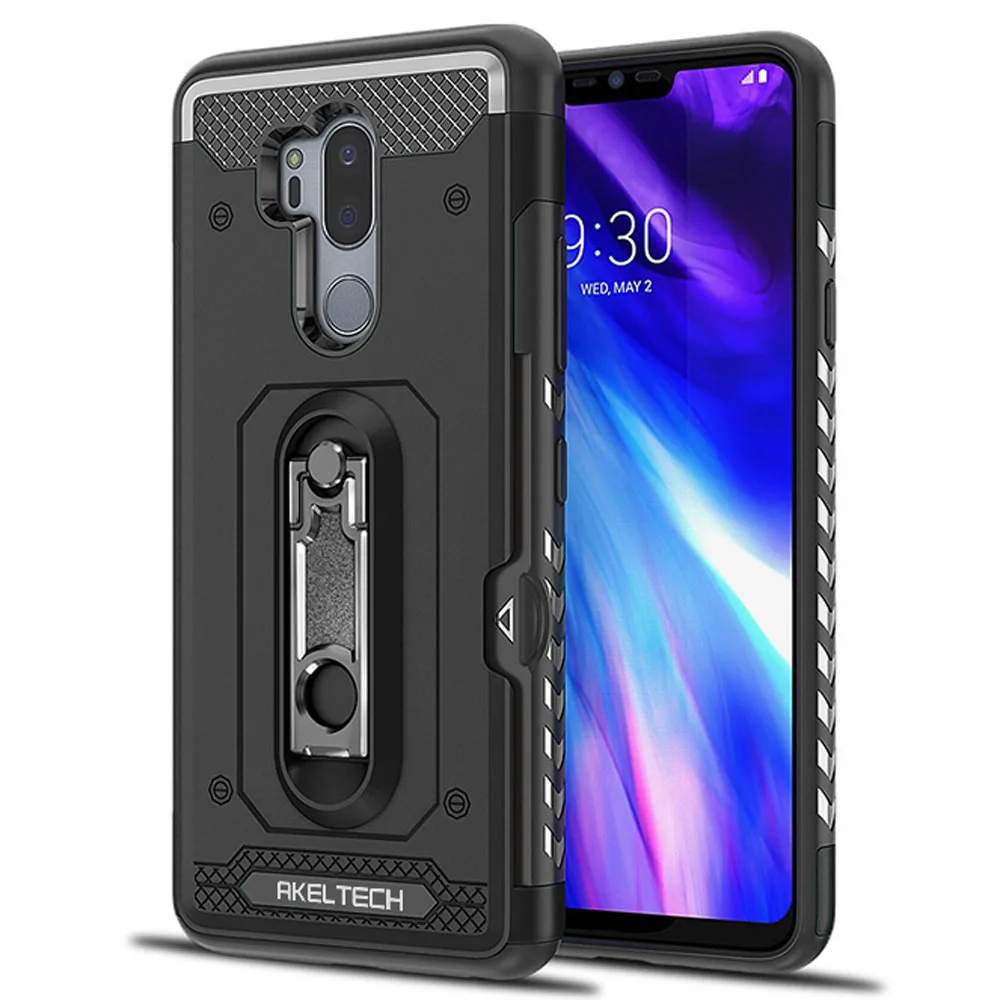 

Dual Layer Hybrid Armor Case With Metal Kickstand & Card Slot Holder Soft TPU & Hard PC Back Cover For LG G7 ThinQ / G7 G710EM
