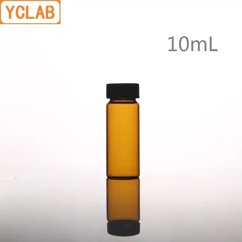 YCLAB 10 мл стеклянная бутылка для образцов коричневый Янтарный винт с пластиковой крышкой и PE Pad лабораторное химическое оборудование - изображение