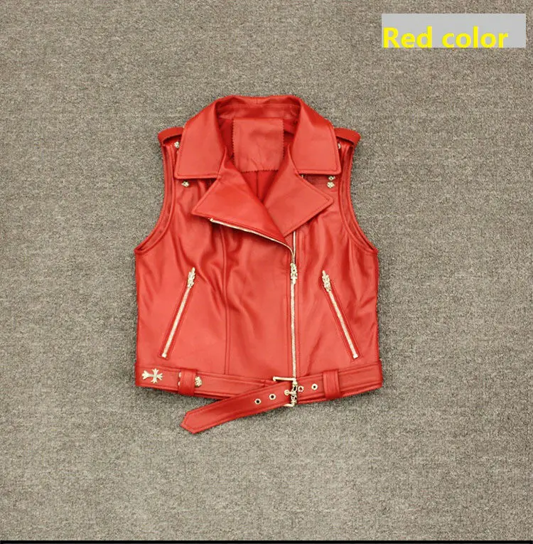 2016 Naturel Véritable Mode red Black Gilet Solid Moto Femmes Veste wine Livraison black Embroidery Réel Cuir Avec Gratuite De green Broderie Coût En vvqwrnpE5A