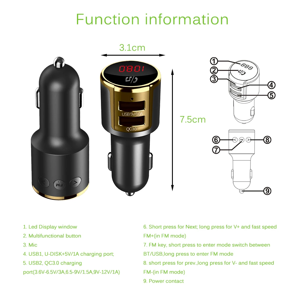 transmisor fm bluetooth car