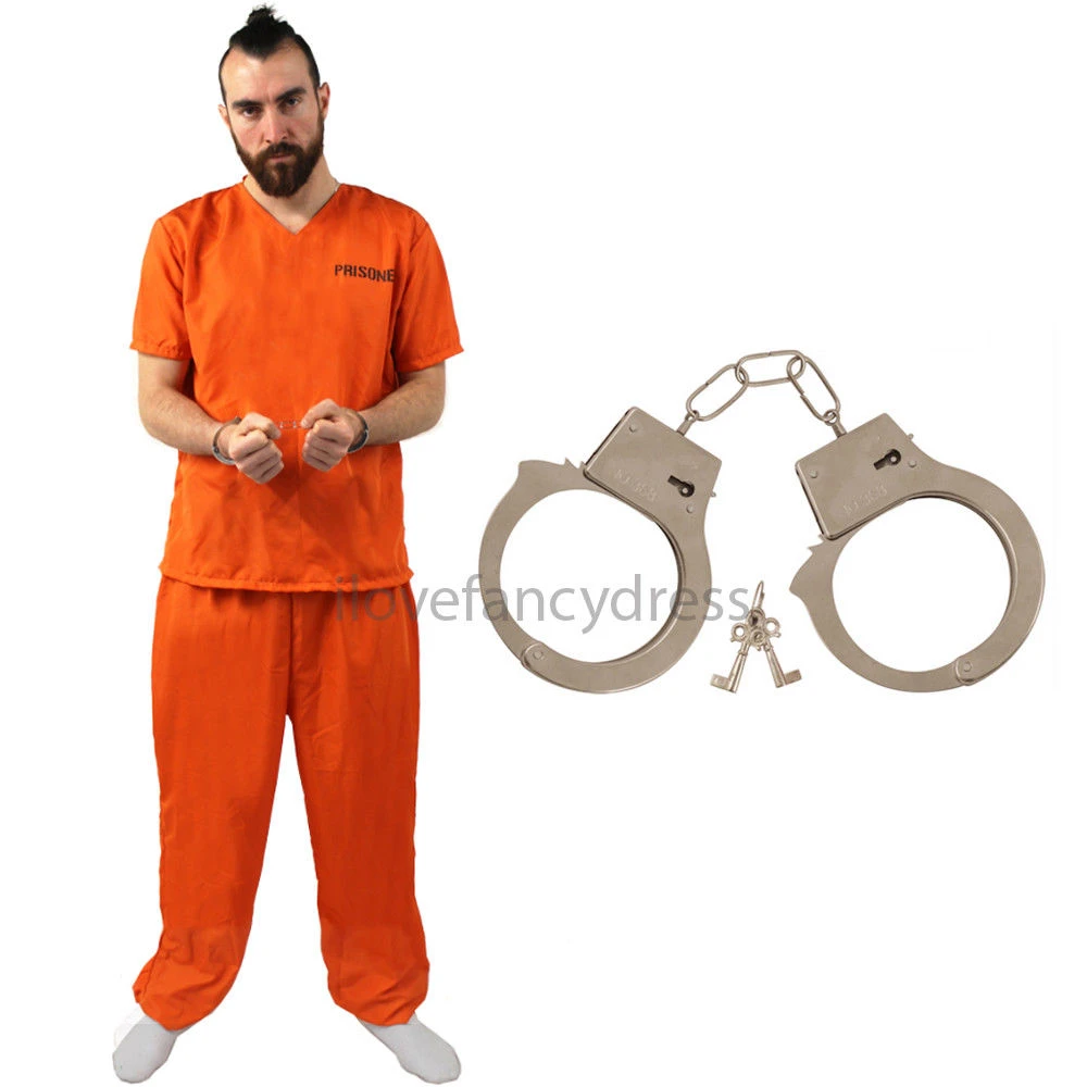 Mens Prisoner Convict Halloween Costume Orange Top Trousers Handcuff Shackles Violent Carnival Party Fancy Dress For Men Women Aliexpress