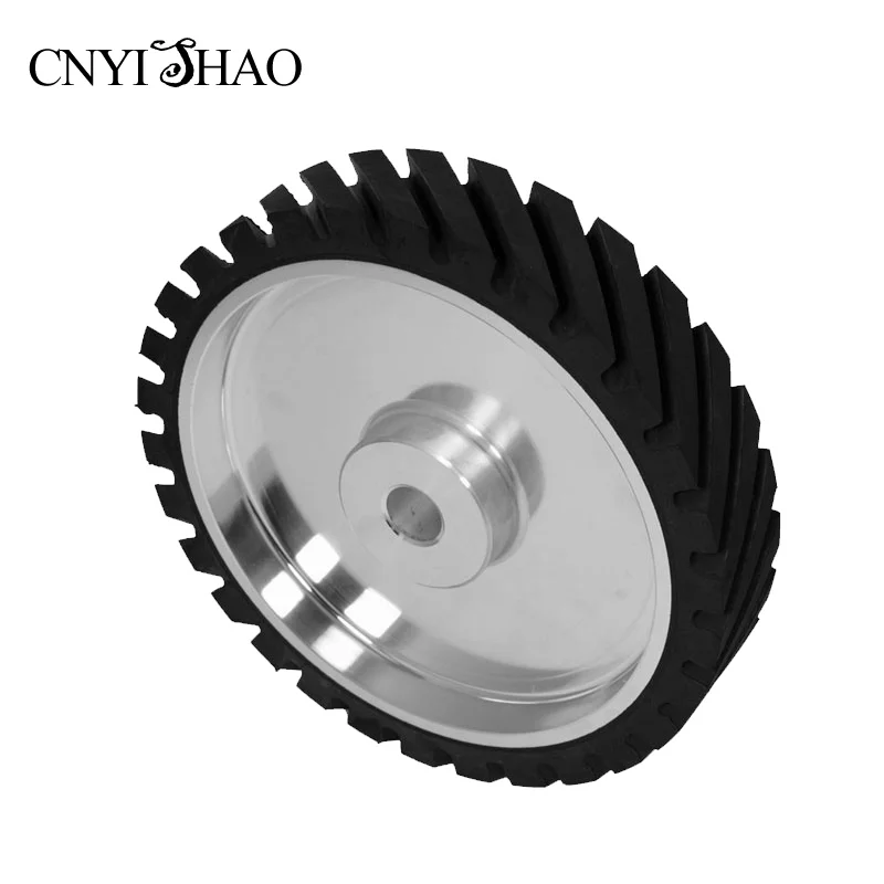 CNYISHAO 250*75*25mm Rubber Polishing Wheel Belt Sander Sets Serrated Rubber Grinding Contact Wheel