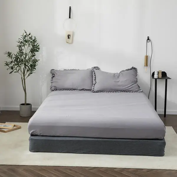 

New 3 pcs bedding set Fitted Sheet Mattress Cover Bed Sheet Four Corners With elastic King Queen Flat Sheet Sabanas+2 Pillowcase