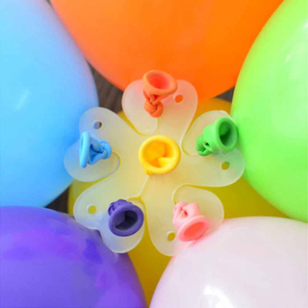 5 In 1 10pcs Balloon Mold Clips Plum Flower Tie Latex Balloon Sealing Clips Flower Shape Clip