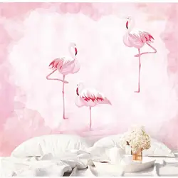 Пользовательские обои новый китайский розовый ручной росписью свежий МУРАЛ с Фламинго фон украшения стены водонепроницаемый материал