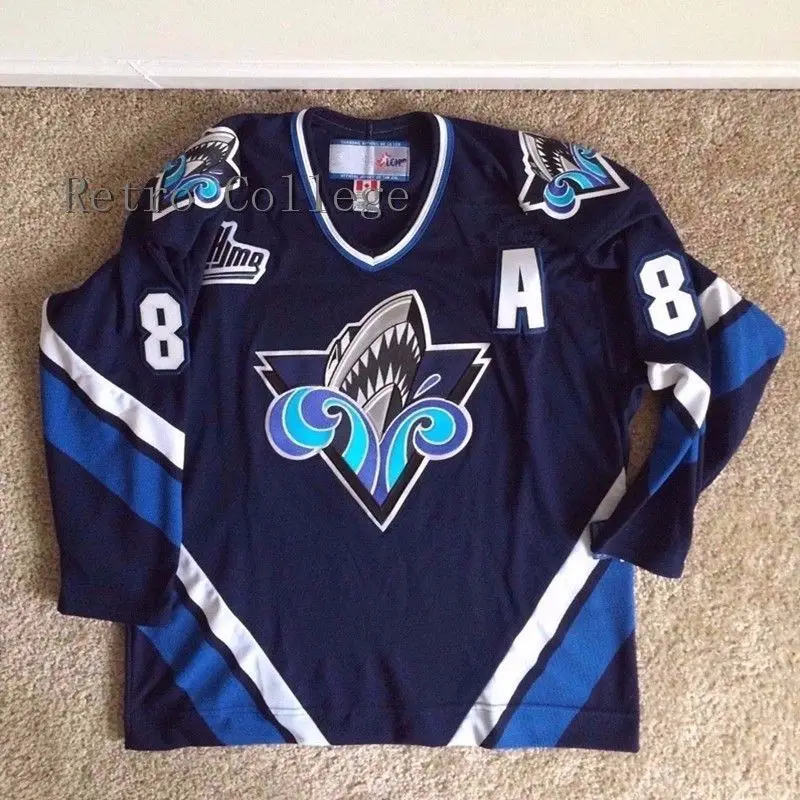 

#87 SIDNEY CROSBY OCEANIC RIMOUSKI WHITE BLUE MEN'S Hockey Jersey Embroidery Stitched Customize any number and name