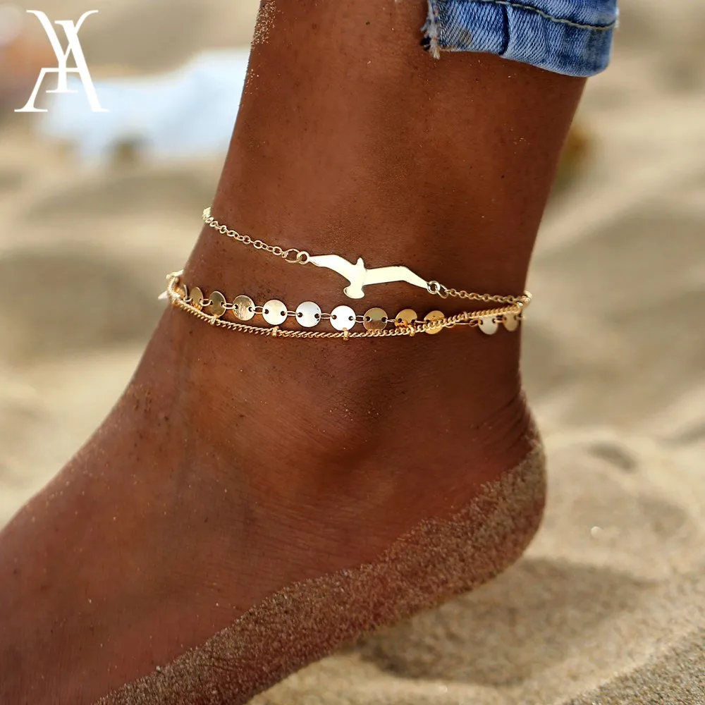 

3 pcs/set Bohemian Coin & Eagle Peace Bracelets Anklets for Women Trendy Sexy Barefoot Sandals Anklet jewelry for Feet Gift