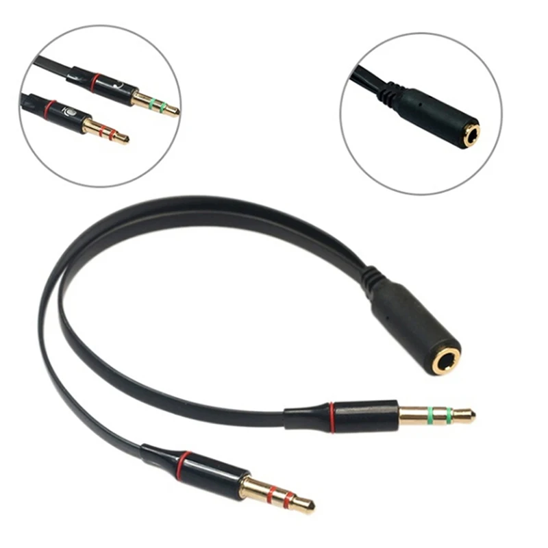 Y Splitter 3.5 Plug 1 Female To 2 Male Earphone Audio Cables Headphone Transducer Combo Adapter Splitter for Headset Microphone