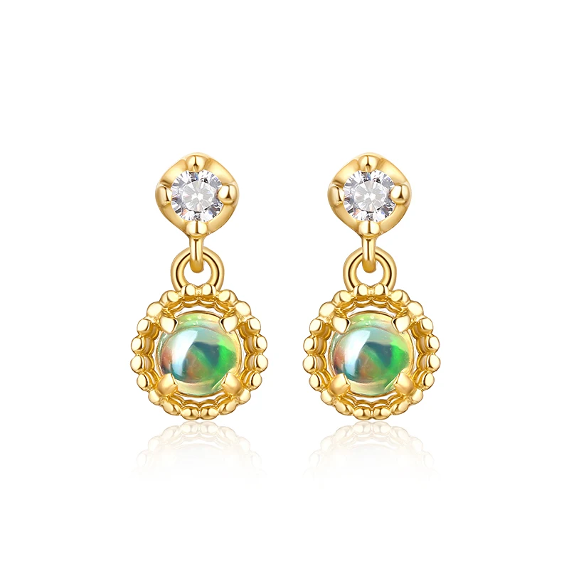 

JXXGS Jewelry 14K Gold Opal Luxury Earrings Gold Color Drop Earrings For Women