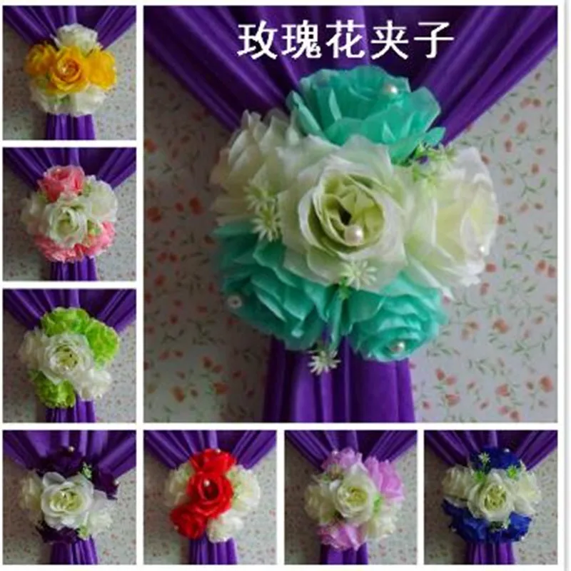 

Wedding Flower Bouquet with Clamps for Party Stage Backdrops, New Wedding Party Event Decorations,Curtain Floweral Clamps-CR-908