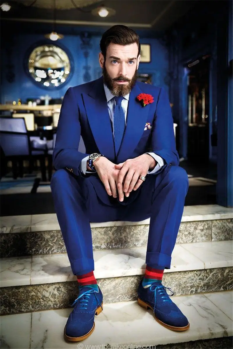 New Design Lapel Groom Tuxedos Groomsman 2016 Blue Best Man Suit Business Wedding Party Evening Suits (Jacket+Pants+Tie+Vest) | Свадьбы и