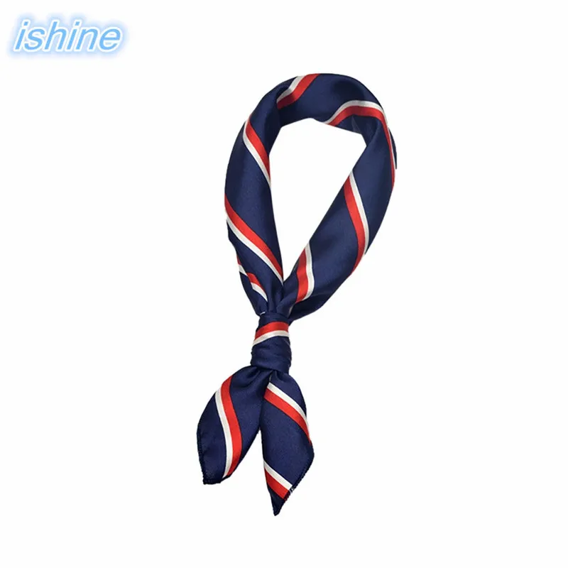 

18 Color Women Bandana Multifunction Silk Scarf Striped Prints Satin Small Square Wraps Scarves Foulard Neckerchief 50x50cm
