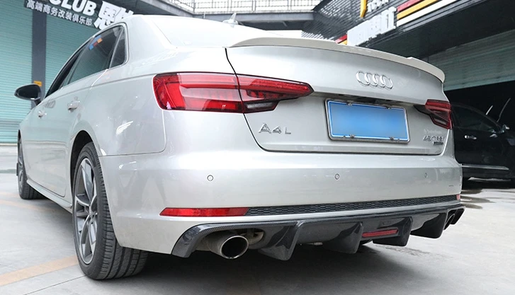 Для Audi A4 S4 B9 автомобиль гоночный из углеродного волокна задний бампер пластины спойлера Акула Стиль диффузор