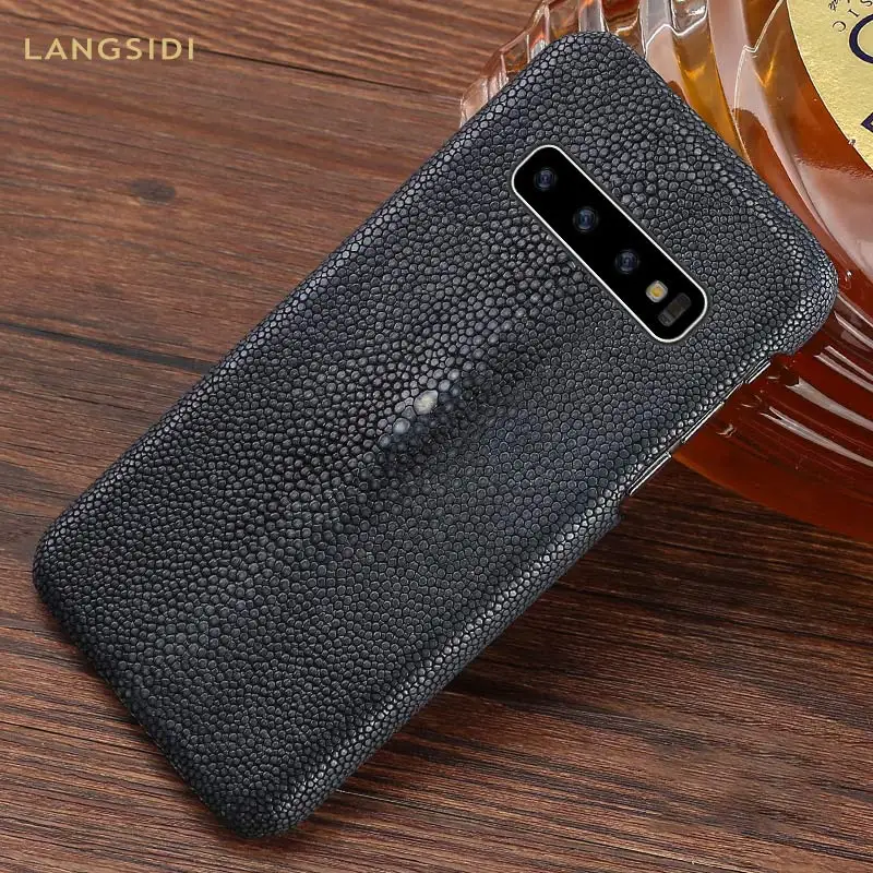 Online 100% Natural Stingray Leather Case for samsung Galaxy s10 S7 S8 S9 Plus luxury Cover For a50 a70 a10 A30 a8 a7 2018 Note 10 Plus