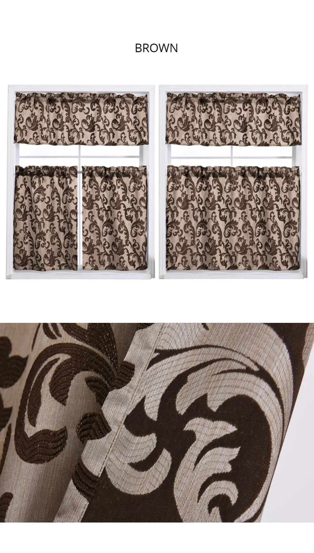 TL-SMT301_NAPEARL Short Leaves Jacquard Drops Semi Shade Curtains For Kitchen Windows European Design Fabric Rod Pocket Drapery All Match (6)