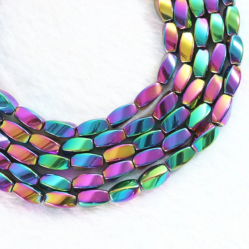 

Multicolor magnetic hematite natural stone 5X7mm 6X12mm twist barrel shape loose beads diy Jewelry making findings 15inch B185