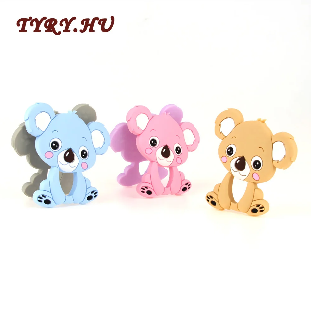 

TYRY.HU 10PC Cute Koala Teether Food Grade Silicone Beads BPA Free Materials for Baby Teething Necklace Jewelry Pendant Toys