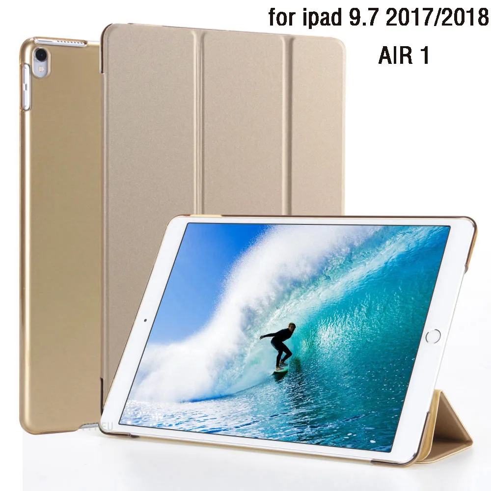 Чехол PFHEU для нового iPad 9,7-6 для Air 1 с магнитом для пробуждения сна, Ультратонкий кожаный чехол для планшета 1: 1 - Цвет: Gold