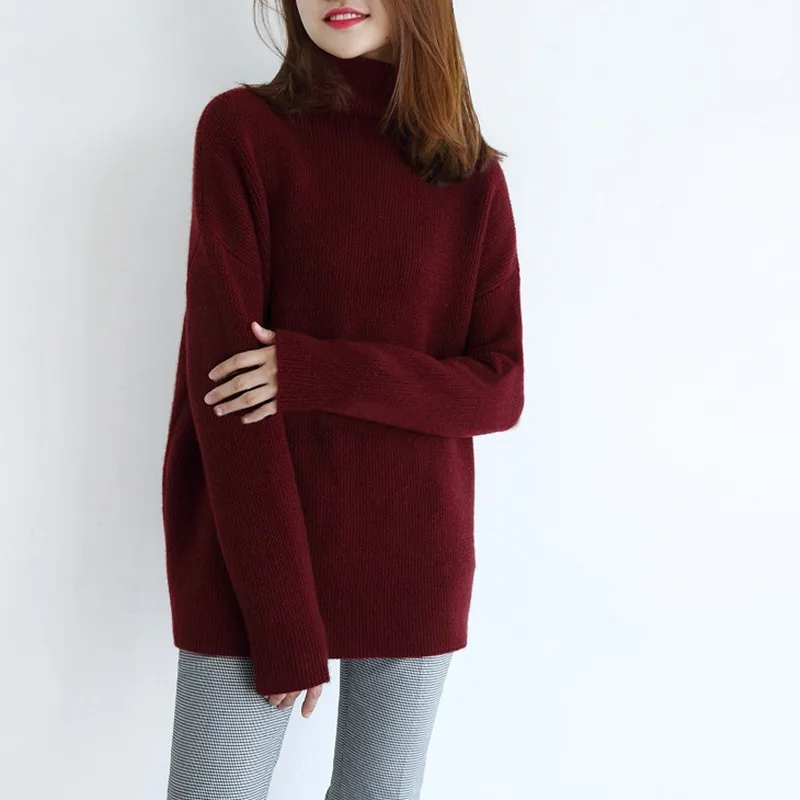 new cashmere sweater high collar warm thick solid color loose simple soft Turtleneck Sleeve Loose Thick Femal Knittede new cashmere sweater high collar warm thick solid color loose simple soft Turtleneck Sleeve Loose Thick Femal Knittede