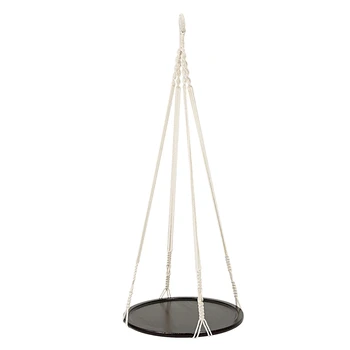 

Hanging Shelf Indoor Plant Hanger Planter Rack Flower Pot Holder Boho Home Decor Cotton Rope (With Wood Plate)