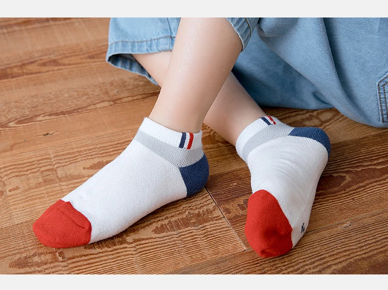 5 пар детских носков полосатые носки для мальчиков, для школьников, модные спортивные эластичные носки весна-осень-лето, дышащие мягкие носки
