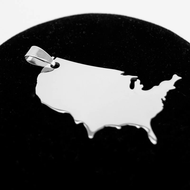 50pcs DIY jewelry necklace mirror polished USA America US map Pendant stainless steel Customize wholesale price pendants Fashion Jewelry