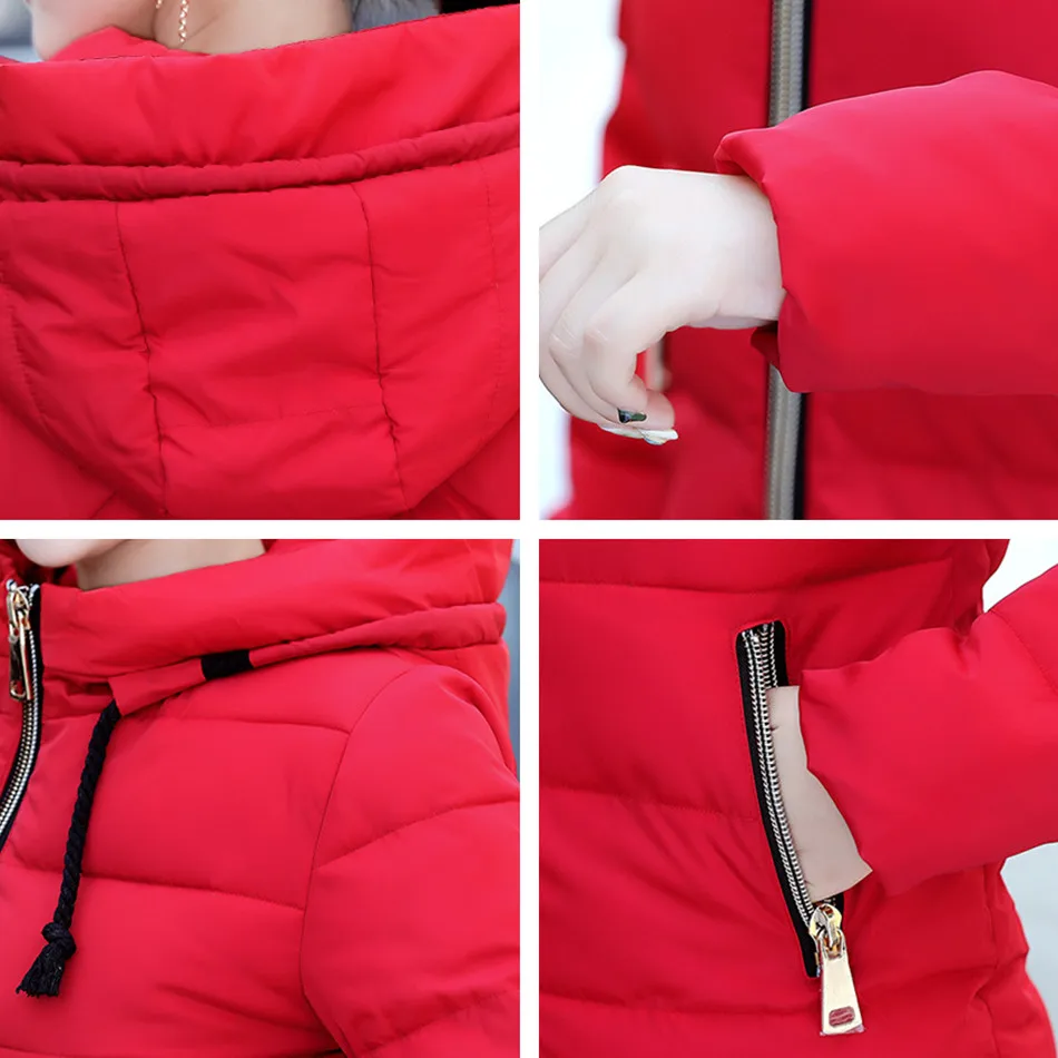 2019 New Candy Color Zipper Warm Winter Jacket Women Down Parkas Thick Hooded Female Jacket Coat Slim Cotton Padded Outwear