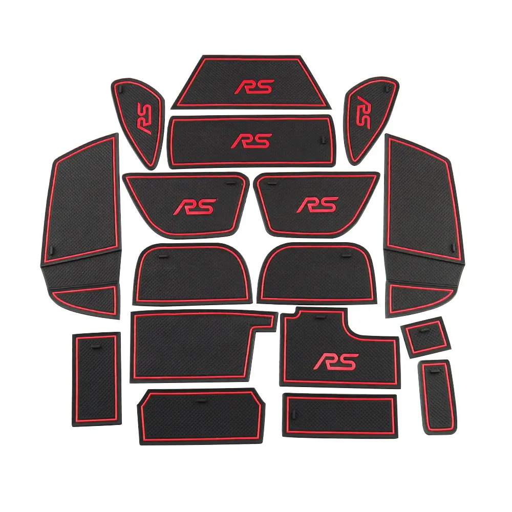 

17Pcs/Set Car Gate Slot Mats Anti Slip Door Groove Mat for For Ford Focus RS ST 2015 - 2017 Interior Accessories