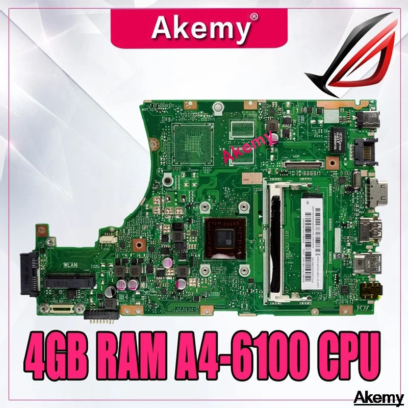 X455WA اللوحة لابتوب For Asus X455W X455WE X455WA X454W X454WA اللوحة 100% اختبار 4GB RAM A4-6100 وحدة المعالجة المركزية