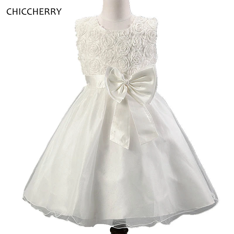 Blanc 3d Rose Bebe Fille Vetements Bowknot Enfants De Mariage Robe Folwers Enfants Parti Robe De Bal Robe Enfant Mariage D Ete Costumes Aliexpress