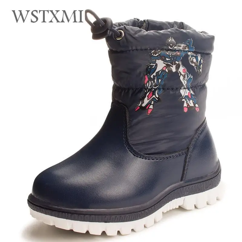 

Winter Children Boots for Baby Girls Snow Boots Fashion Boys Leather Boot Mid-calf Plush Warm Shoes Waterproof Kids Rubber Boots