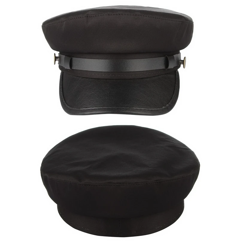 Women Hats Women Military Hat New Fashion Unisex Baker Cap Women Spring Autumn Newsboy Cap PU Leather Military Hat Female Travel Student Hat