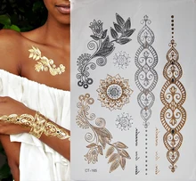 Hot fashion sex products Temporary Tattoo metal golds gold tatoo water transfer metallic tattoo paste wholesale